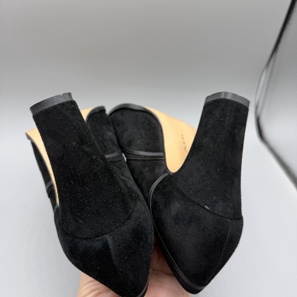 Salvatore Ferragamo Size 6C Black Calf Suede Heeled Mary Jane Designer Pumps - Picture 10 of 15